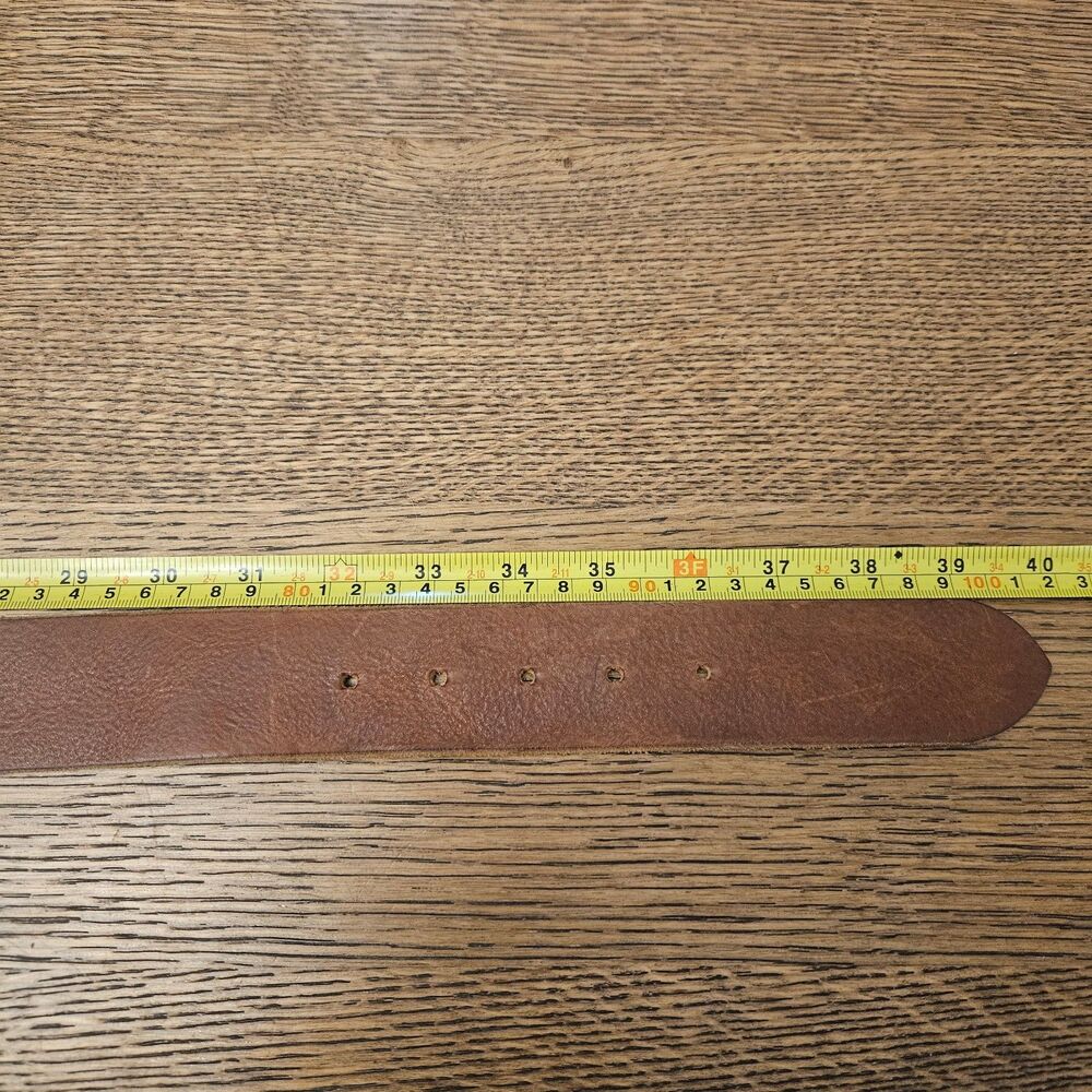 Club Monaco Men's Wide Brown Leather Belt Medium 32-34" - Picture 3 of 7